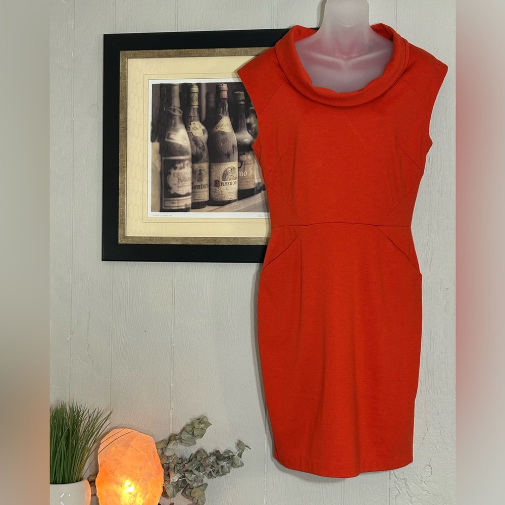 Orange Banana Republic Cowl neck Sheath Knee Length Dress Size 8